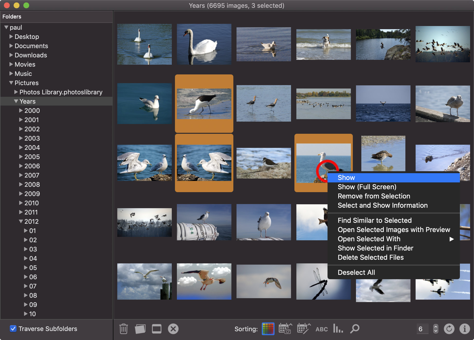 The context menu offers further possibilities. In the second section, the operations apply to all selected images.