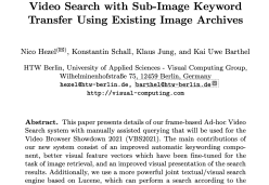 Video Search with Sub-Image Keyword Transfer Using Existing Image Archives