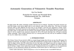 Automatic Generation of Volumetric Transfer Functions